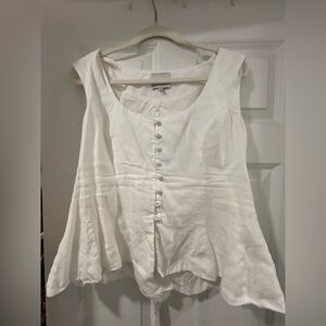 Reformation Ivory Button-Front Blouse